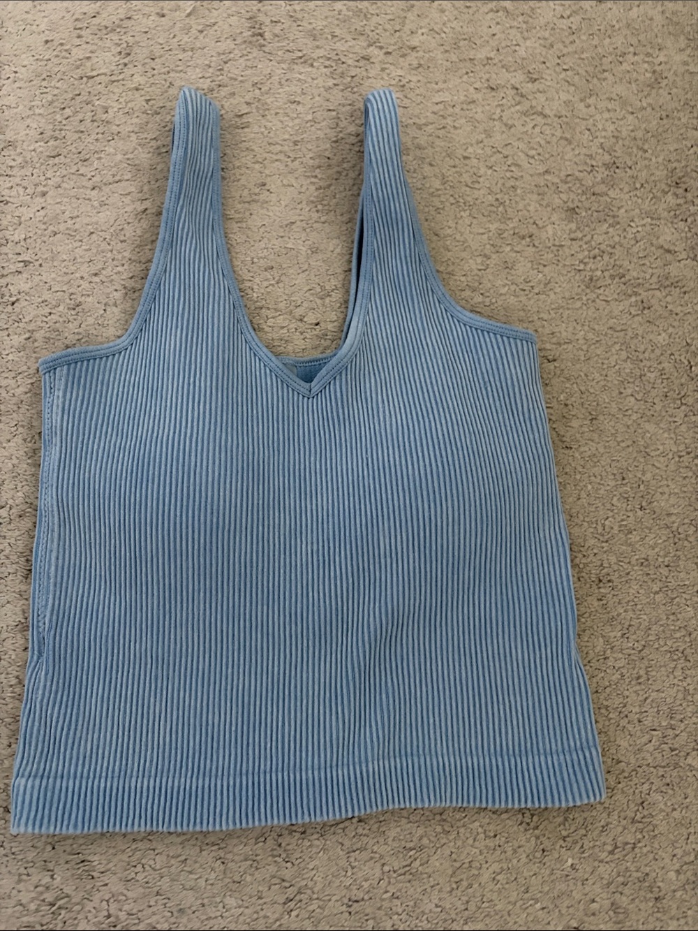 Altar'd State Light Blue Ribbed V-Neck Tank